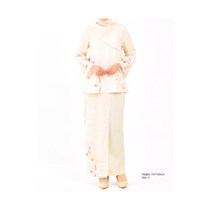 Beige Blossom Kurung - Elegance Redefined