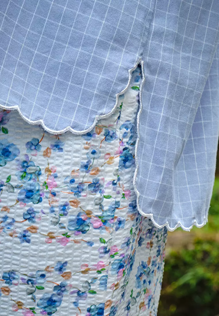 Blue Plaid Kurung – Effortless Elegance - Image 2